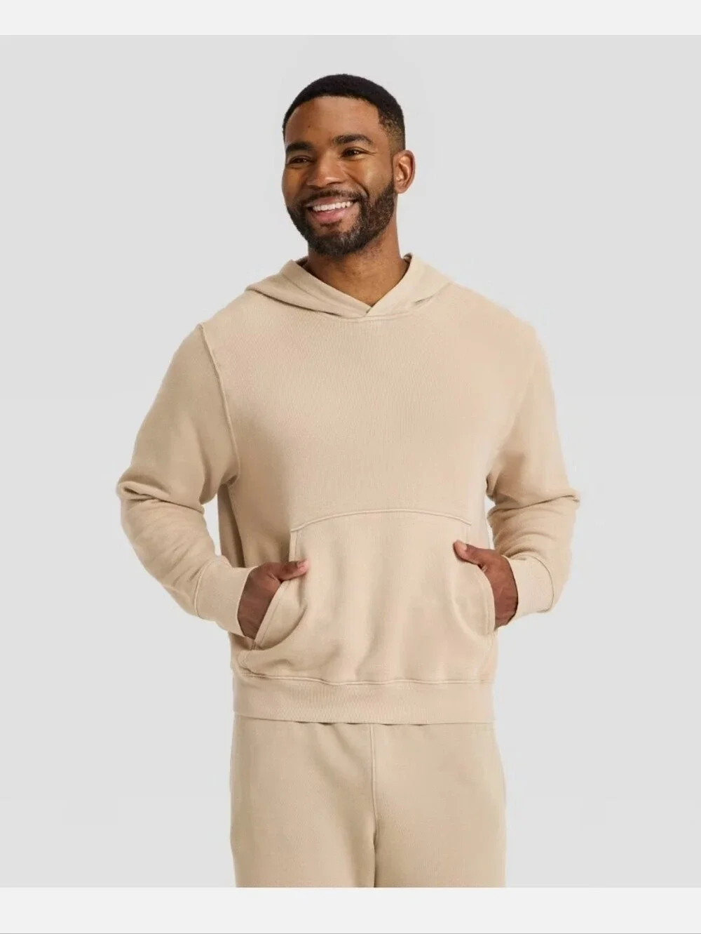 ALL In Motion Men French Terry Pullover Hoodie Tan Size L